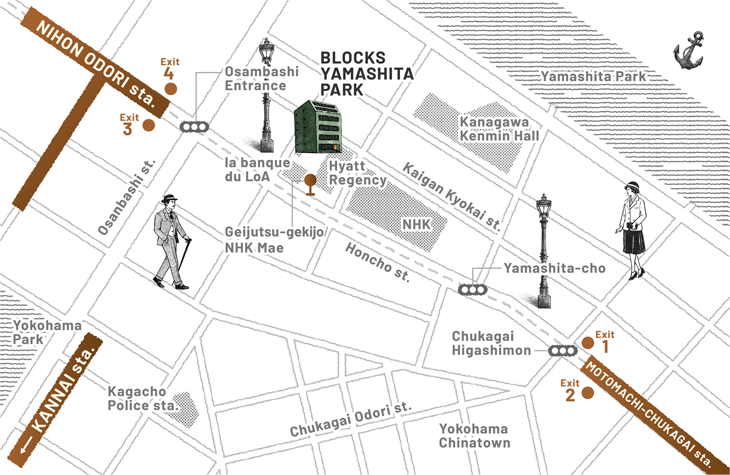 BLOCKS YAMASHITA PARK access map